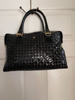 Vintage Bally Black Woven Leather Satchel – Made in Italy